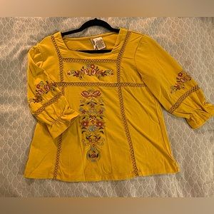 Yellow floral long sleeve top